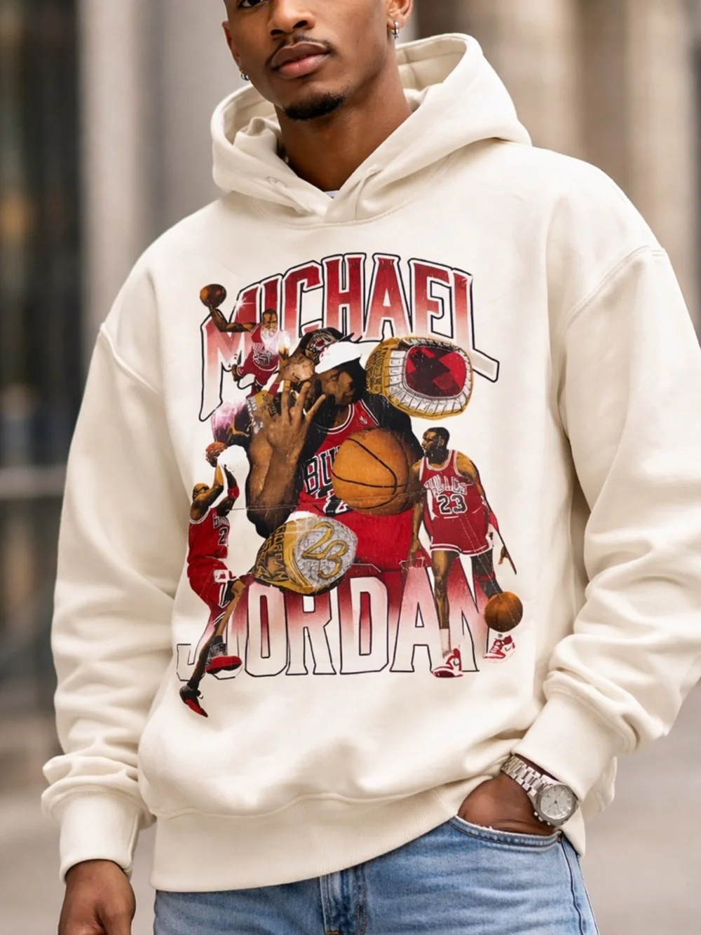 Nike Air‎ Michael Jordan pullover graphic hoodie Cream Men’s Small HJ4396-133